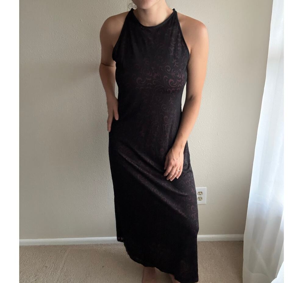 90s evening dress express tricot paisley burnout formal maxi prom y2k Vintage